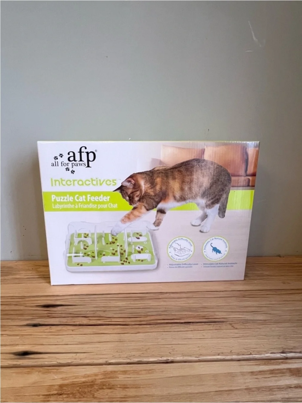 All For Paws Interactive Puzzle Cat Feeder - Light Green-NIB